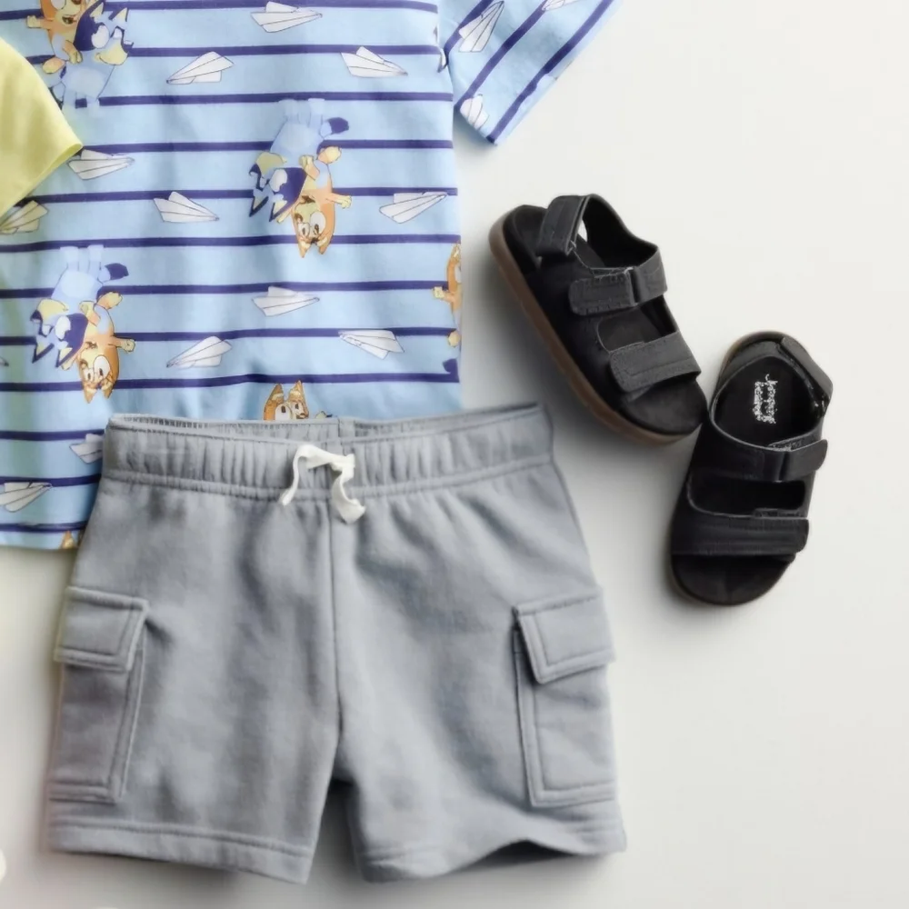 🌻 NWT Jumping Beans Toddler Boys Gray Knit Cargo Sweatshorts - Size 3T